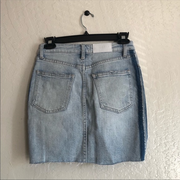 NEW Pistola Sierra two-tone distressed denim mini in light blue wash size 25 - Picture 9 of 12